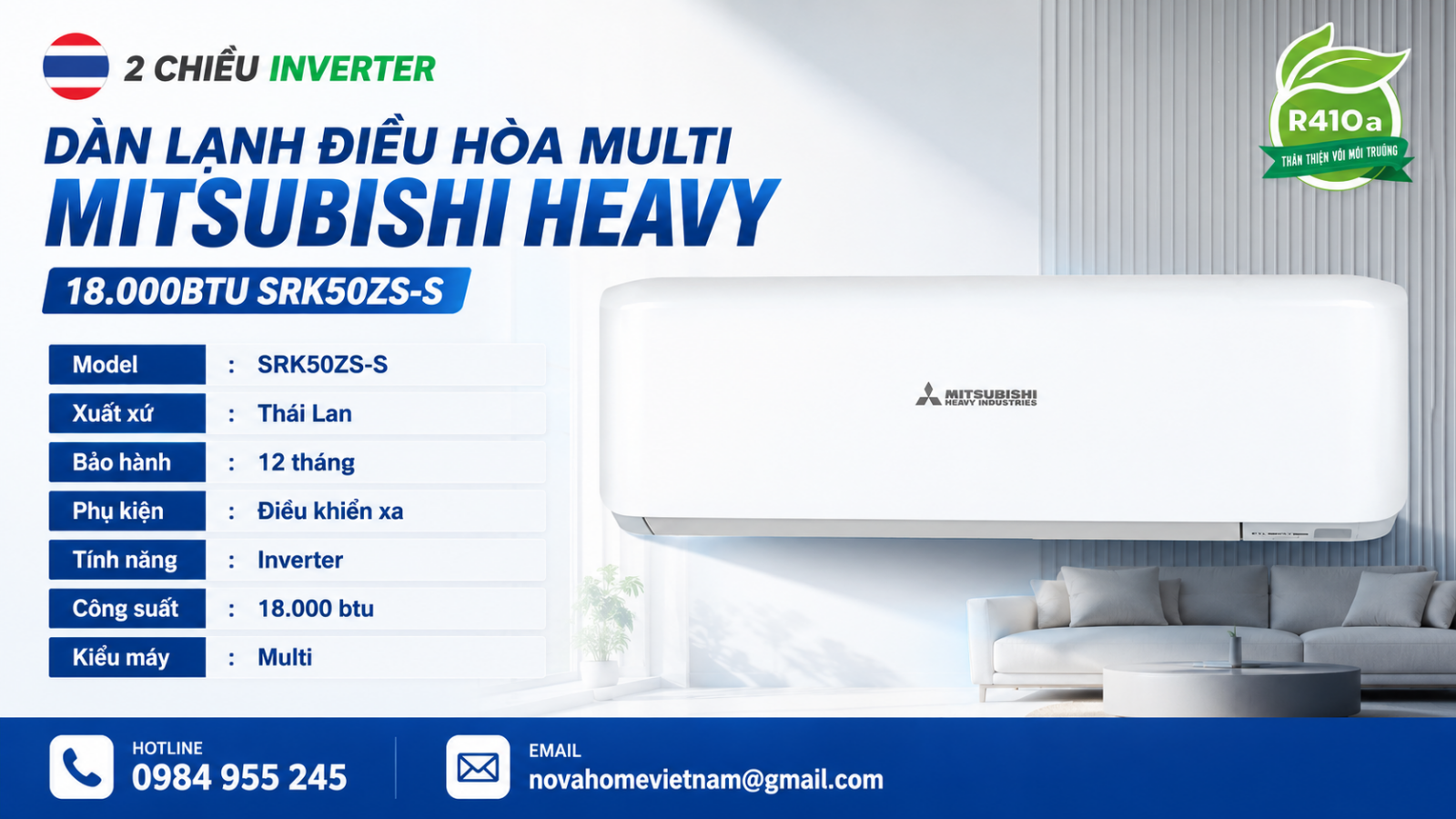 Đơn vị bán, thi công Điều hòa Multi Mitsubishi Heavy giá rẻ, uy tín